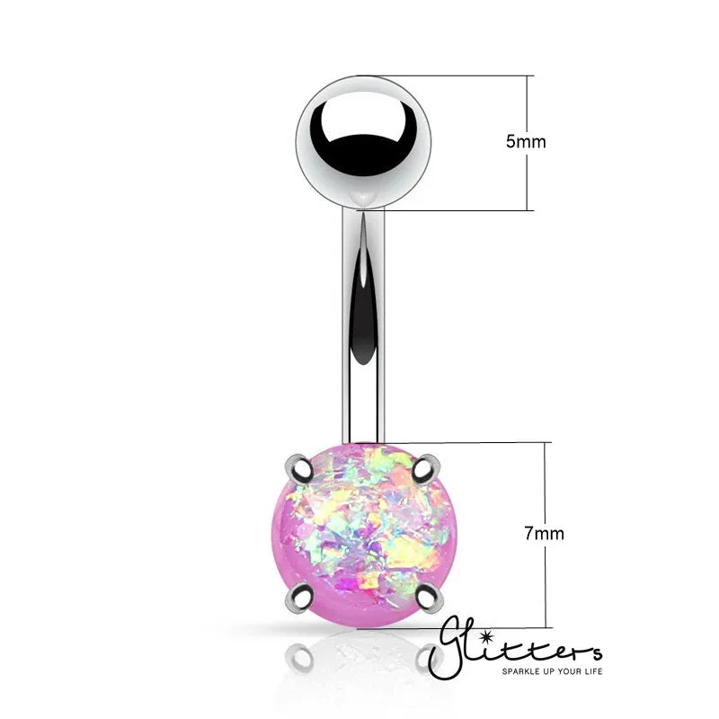 Opal Glitter Prong Set Belly Button Ring - Purple