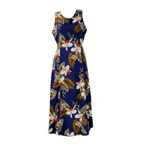 Orchid Floral Print Dress, Navy