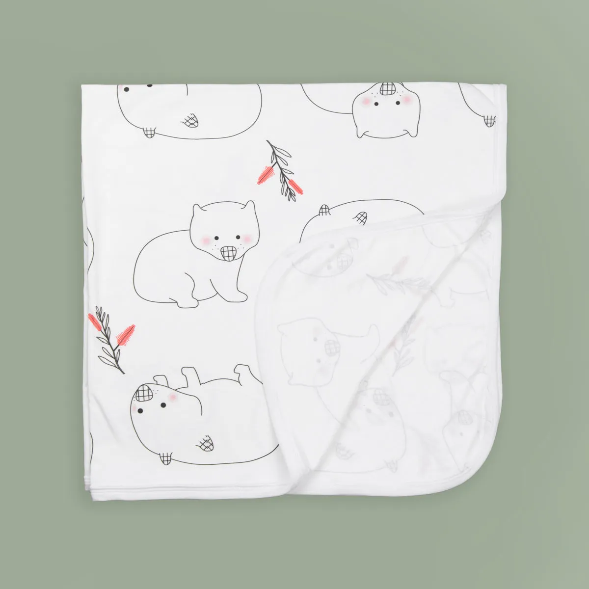 Organic Cotton Baby Blanket -Wombats