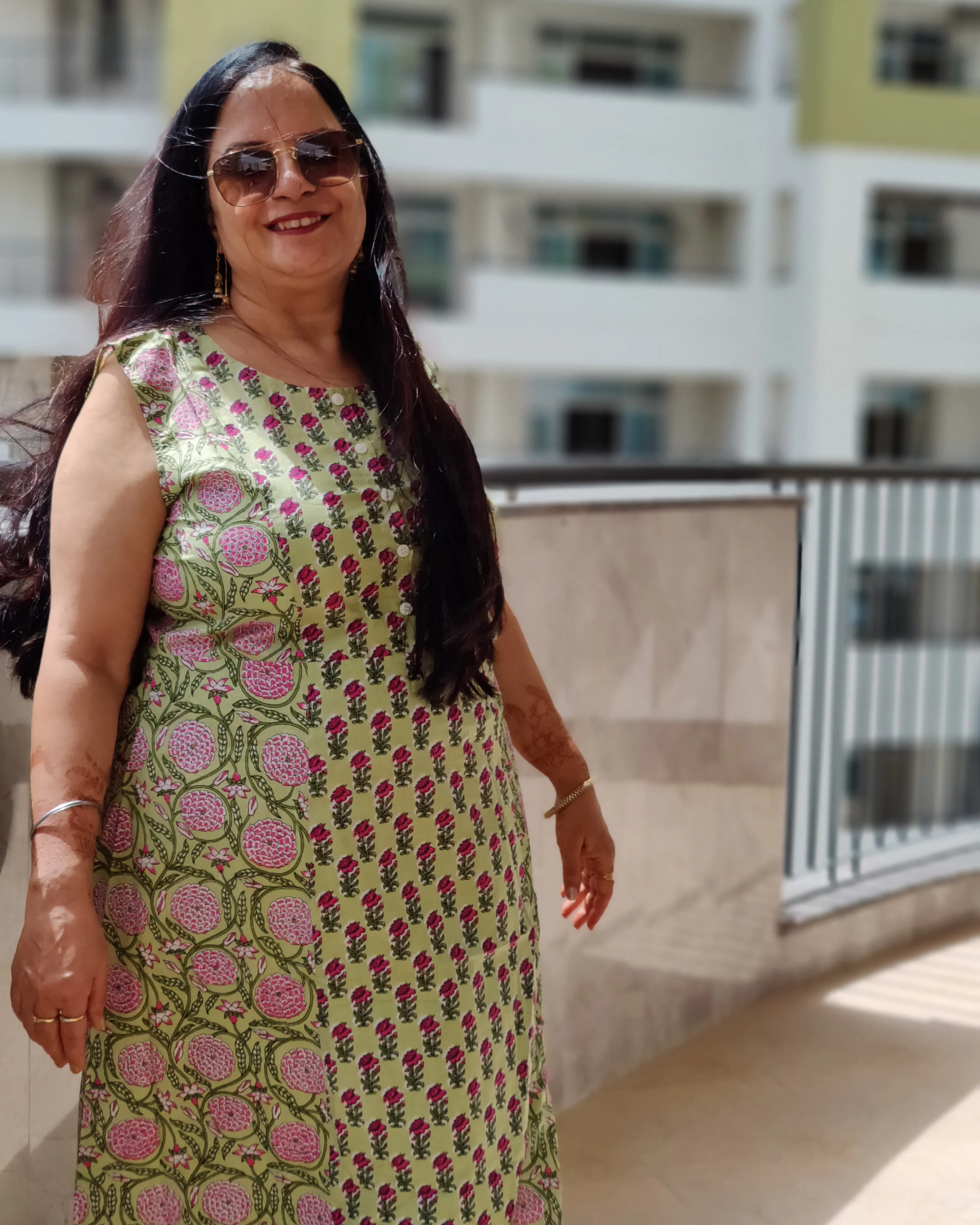 Pear Green Cotton Dress Kurta