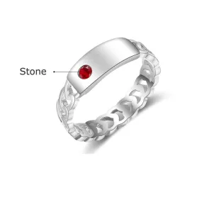 Personalized Birthstone Silver Color Ring For Women