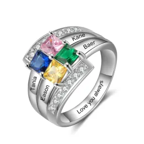 Personalized Engraving Four Names Ring For Women