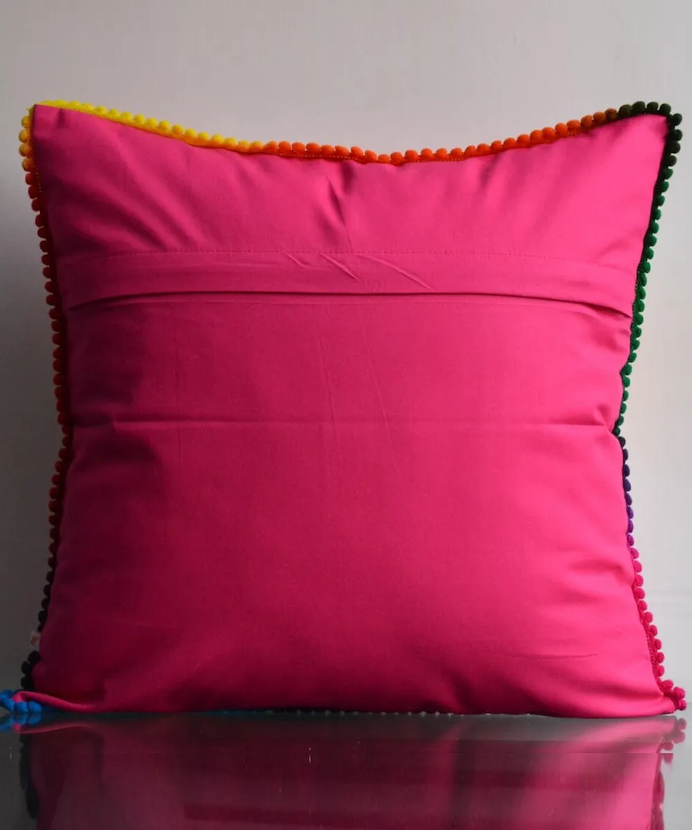 Pink orange handpainted cotton cushion cover