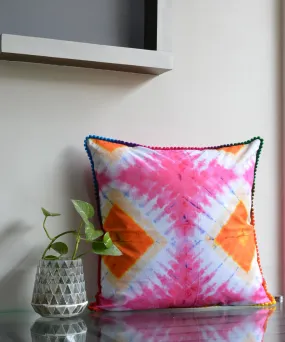 Pink orange handpainted cotton cushion cover