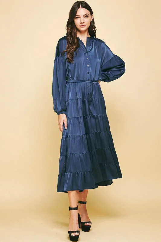 Rachel Button Down Dress in Navy