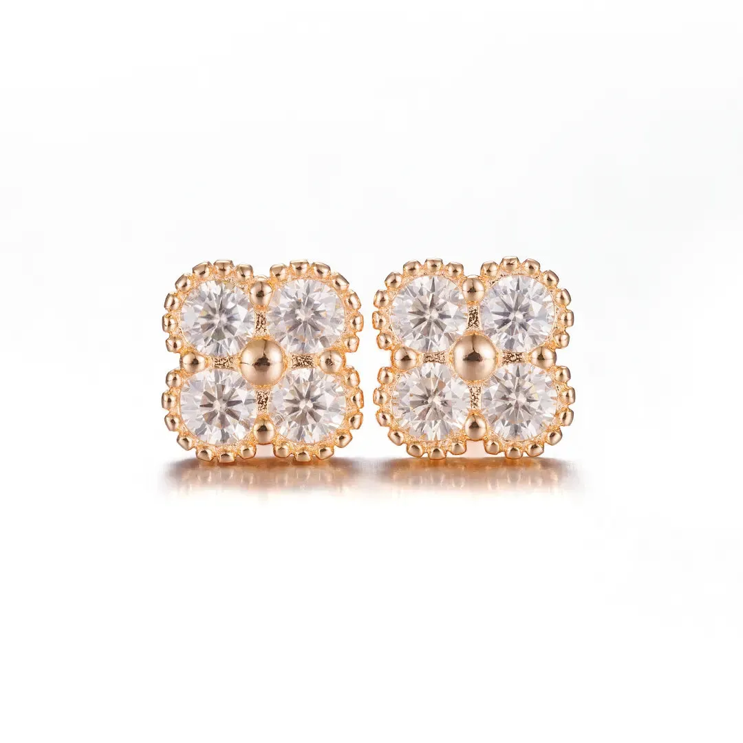 S925 Moissanite Floral Stud Earring