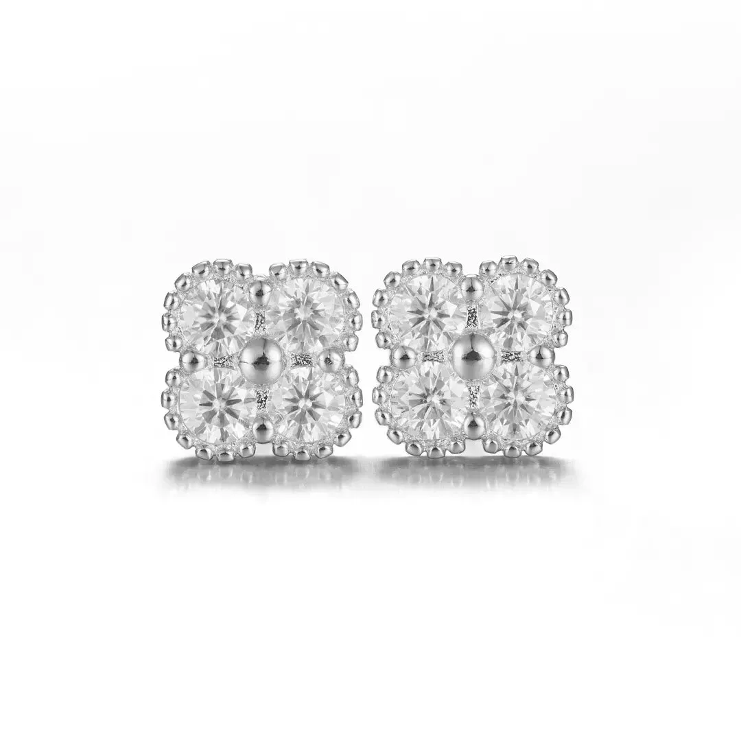 S925 Moissanite Floral Stud Earring