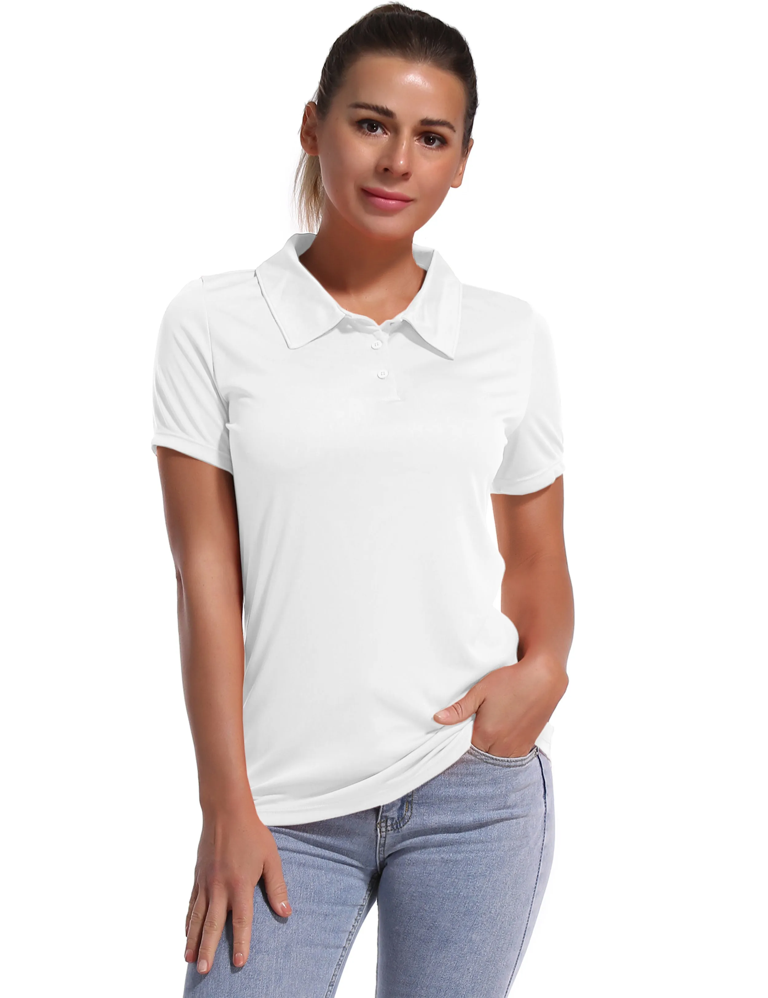 Short Sleeve Slim Fit Polo Shirt white ins_yogastudio