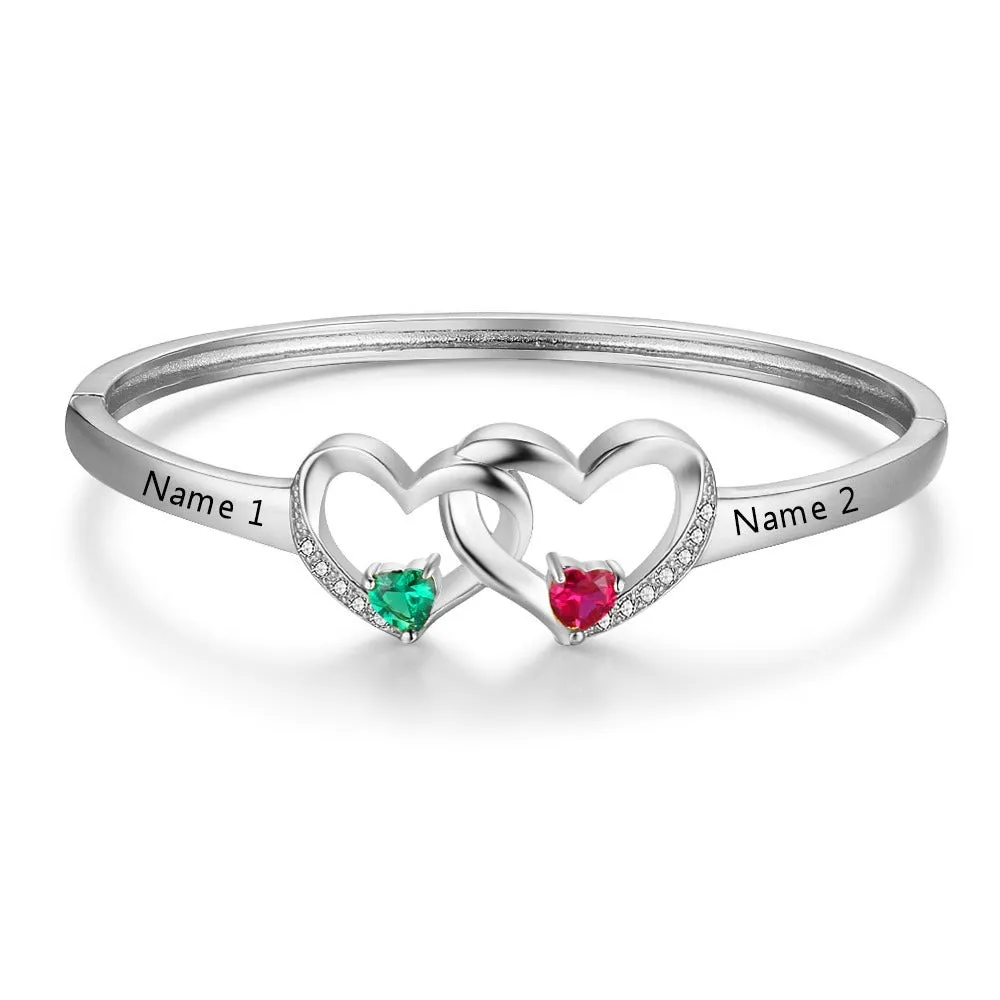 Silver Color Intertwined-Heart Bracelets For Women