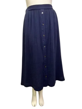 Size L - Xírena Navy Gauze Cotton Skirt