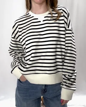 Spanx AirEssentials Crew Neck Pullover - Cream/Black Stripe