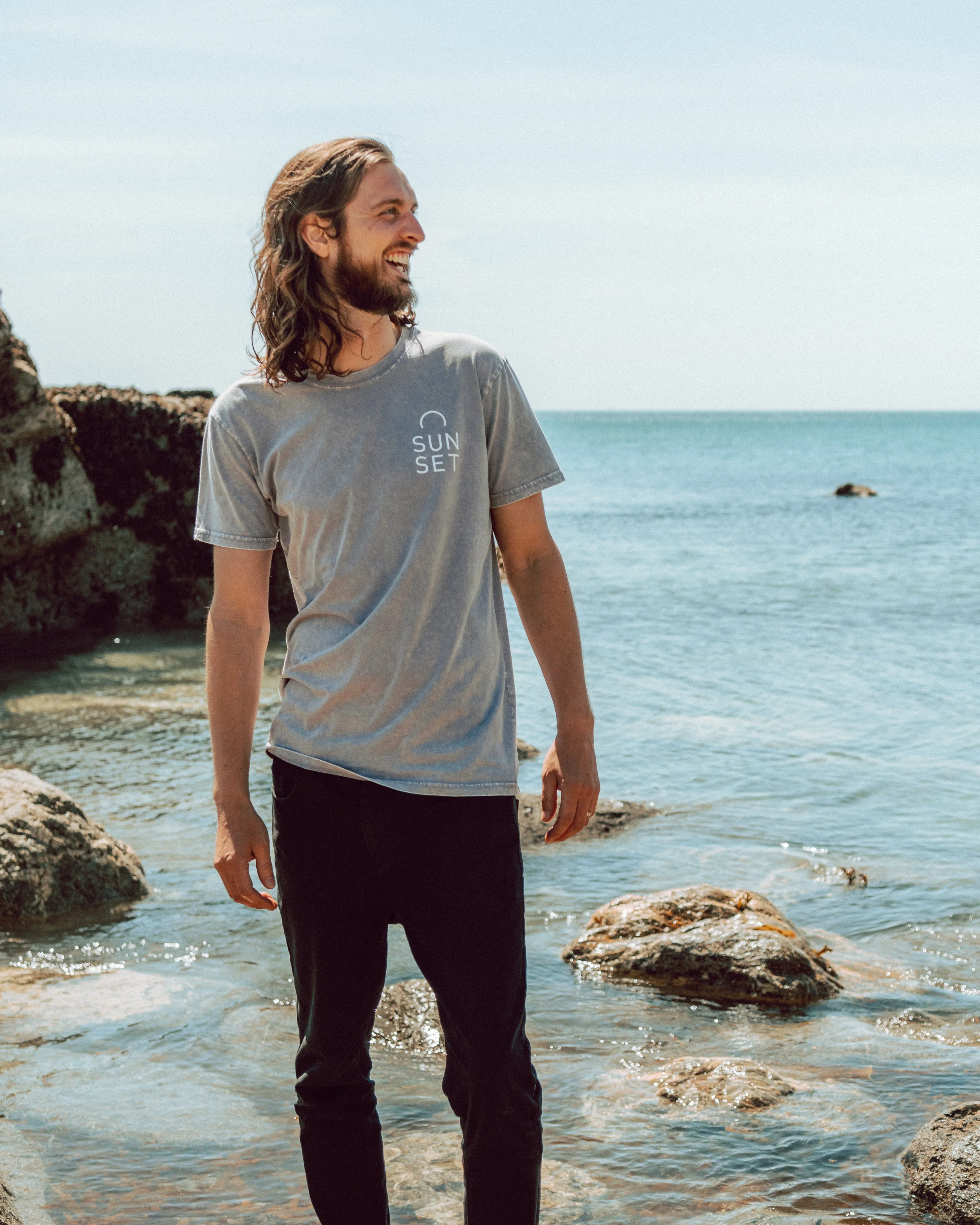 Sunset Surf Mens Tee - Pebble Grey (Pre order)