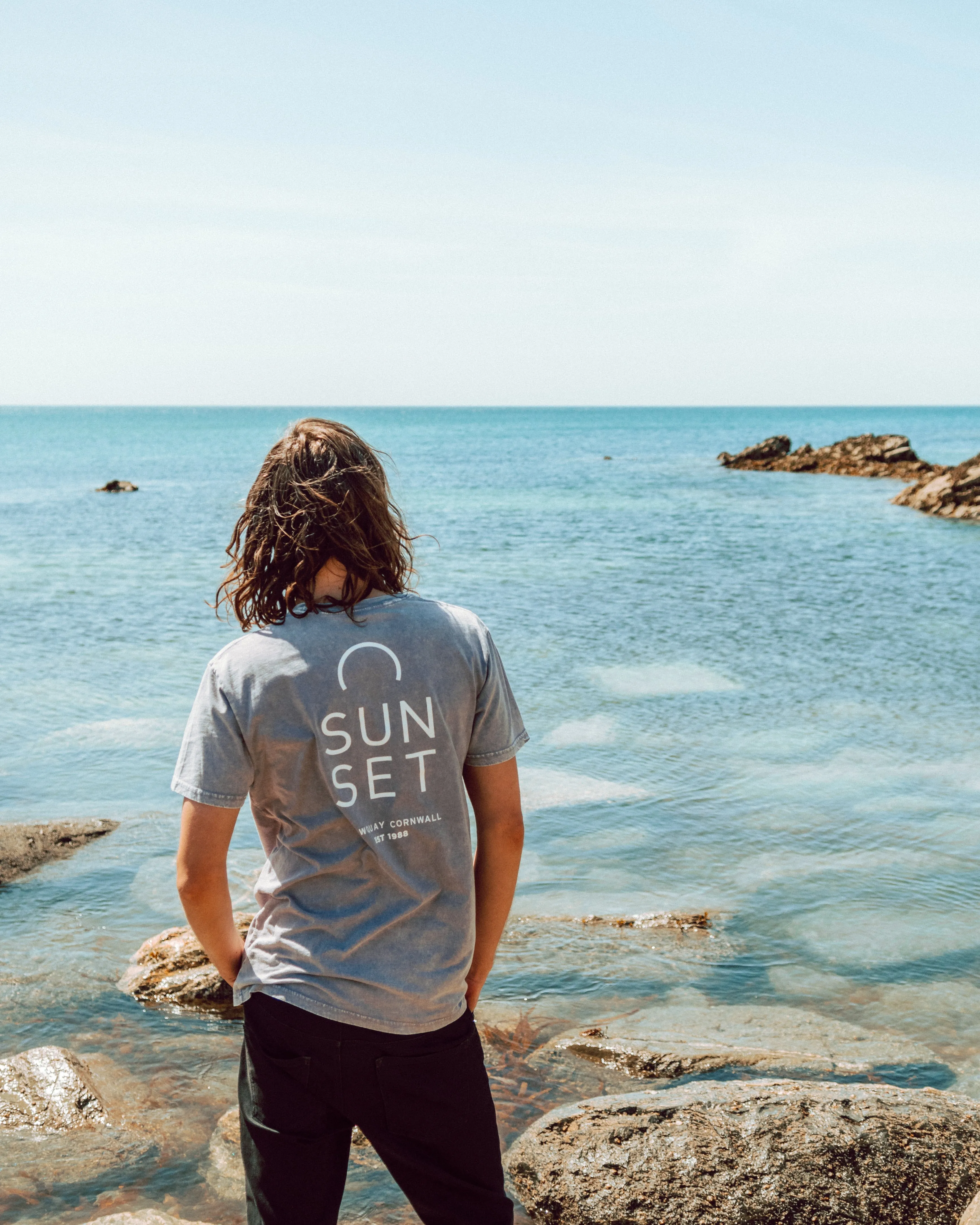 Sunset Surf Mens Tee - Pebble Grey (Pre order)