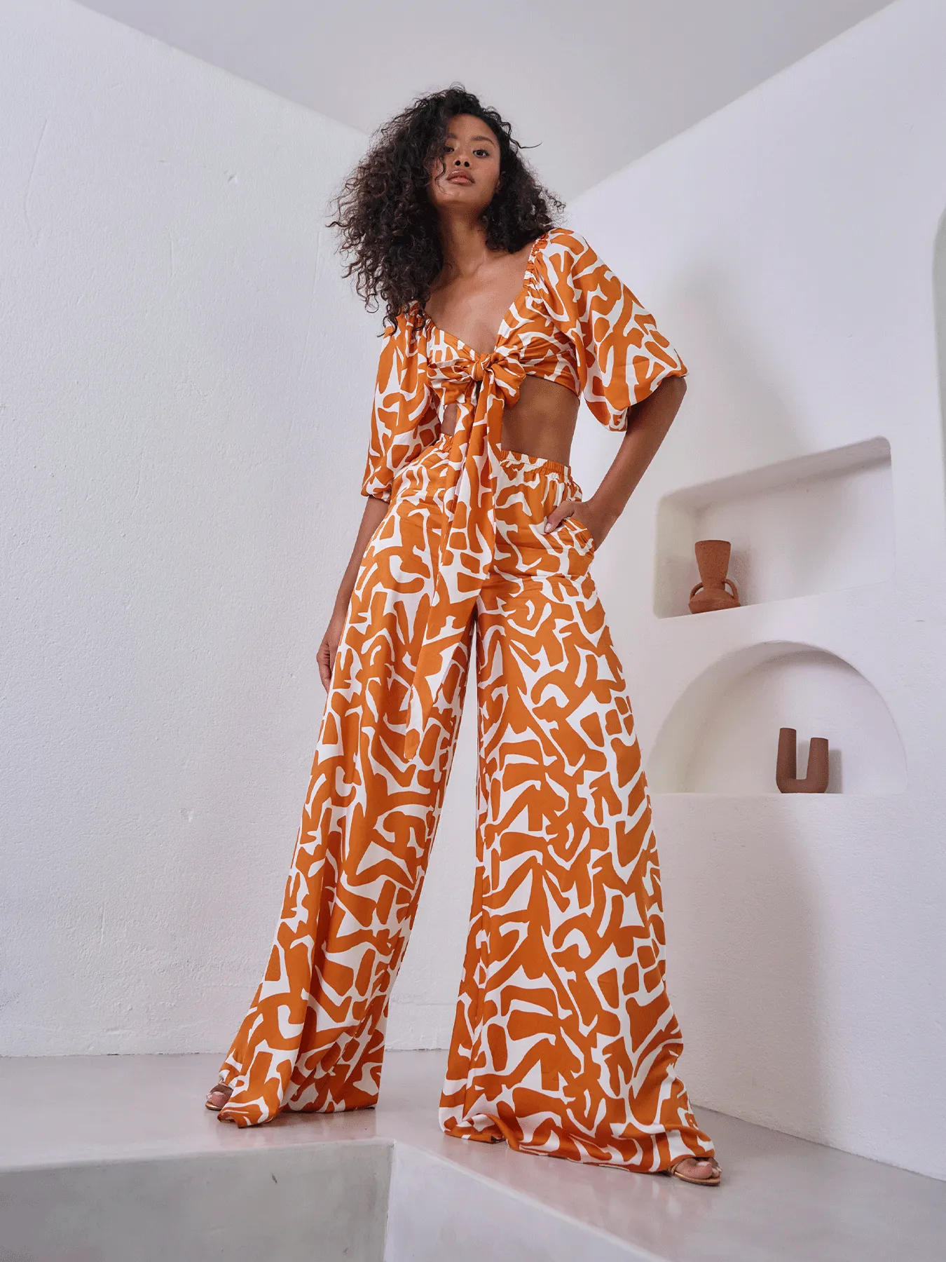 Sustainable Hana Pants - Tali Orange