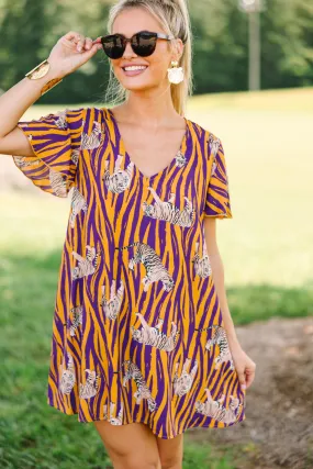 The Kinsley Yellow and Purple Shift Dress