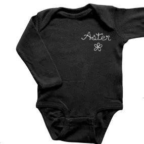 The Long Sleeve Chainstitch Baby Onesie - Black