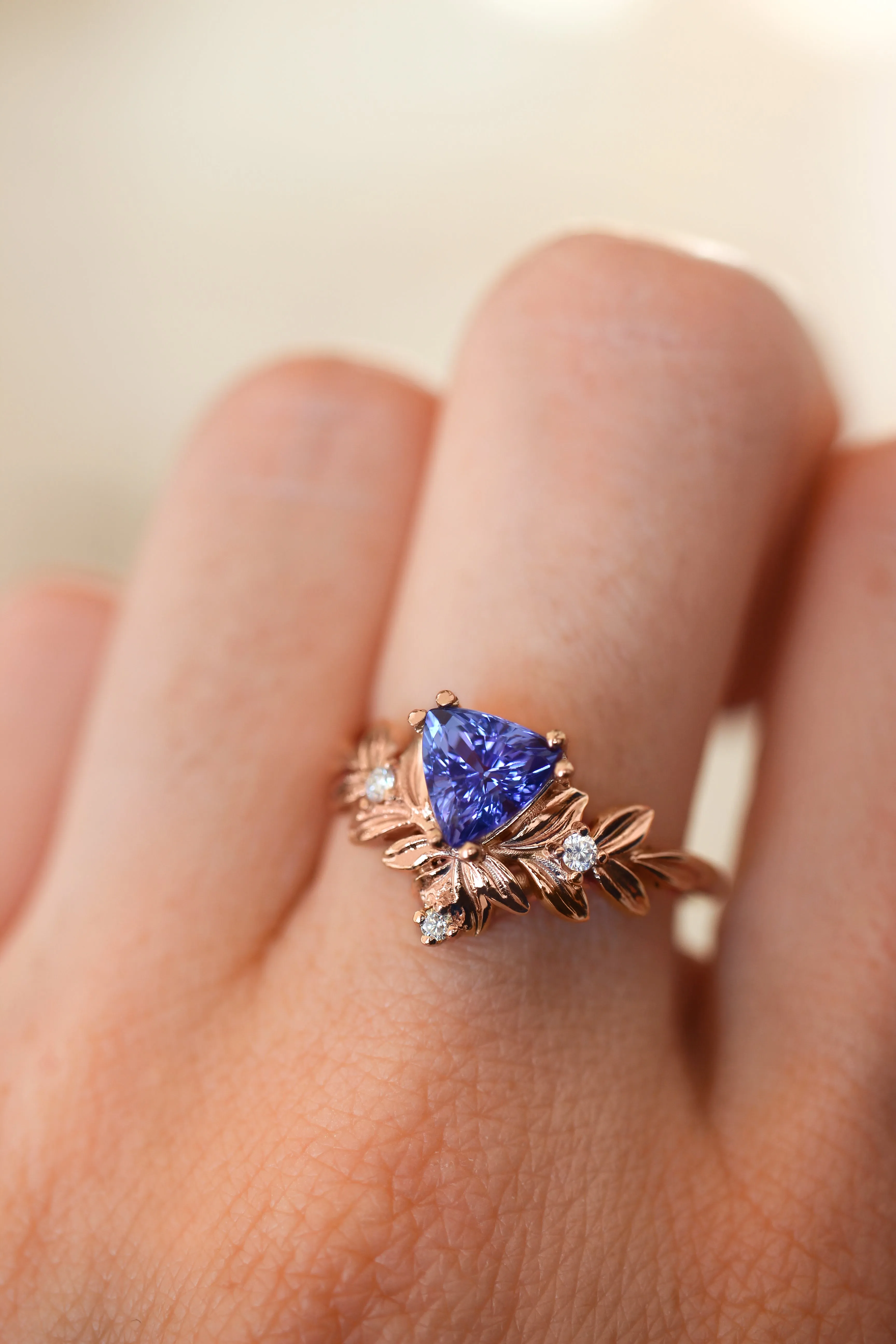 Trillion cut tanzanite engagement ring / Salvia