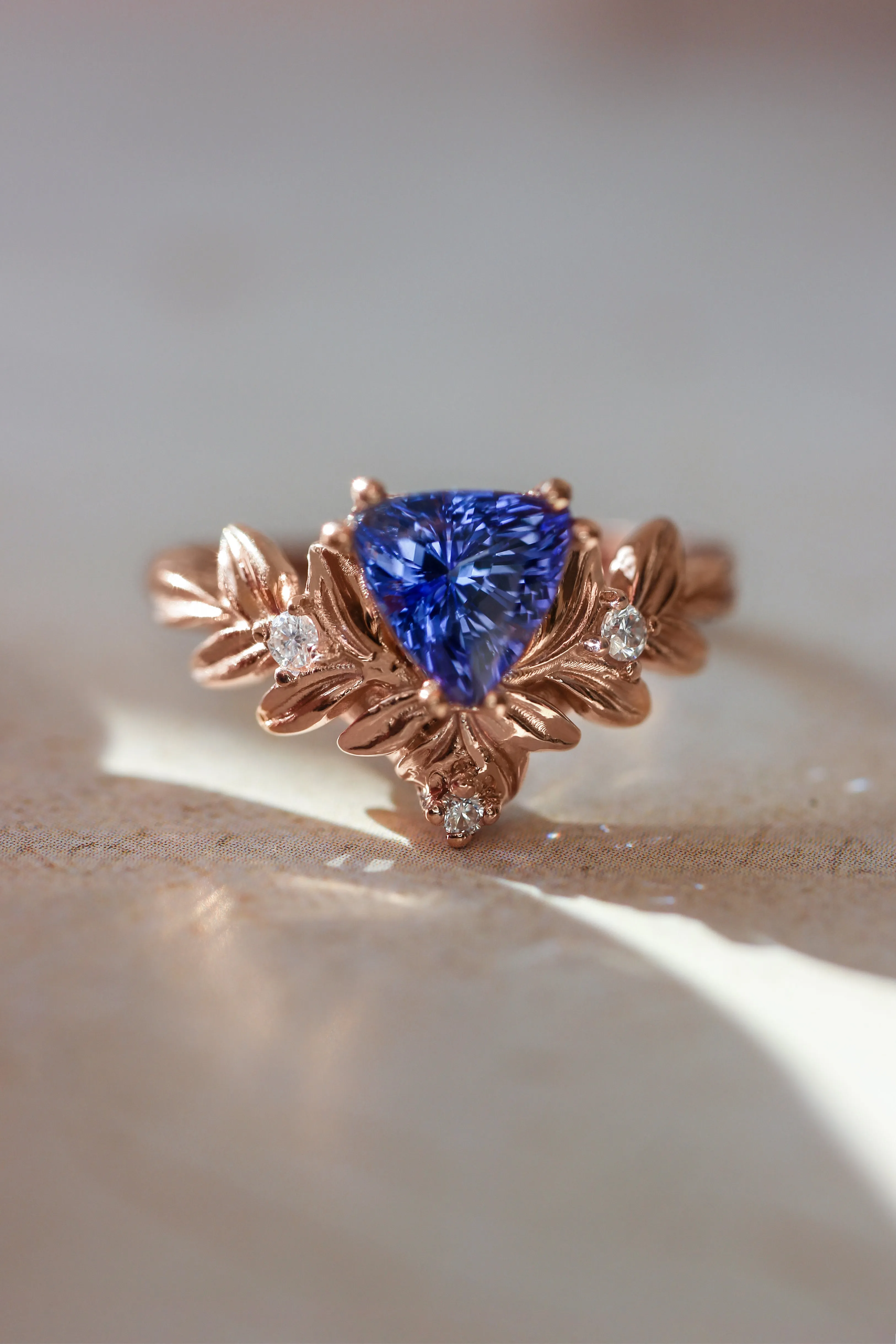 Trillion cut tanzanite engagement ring / Salvia