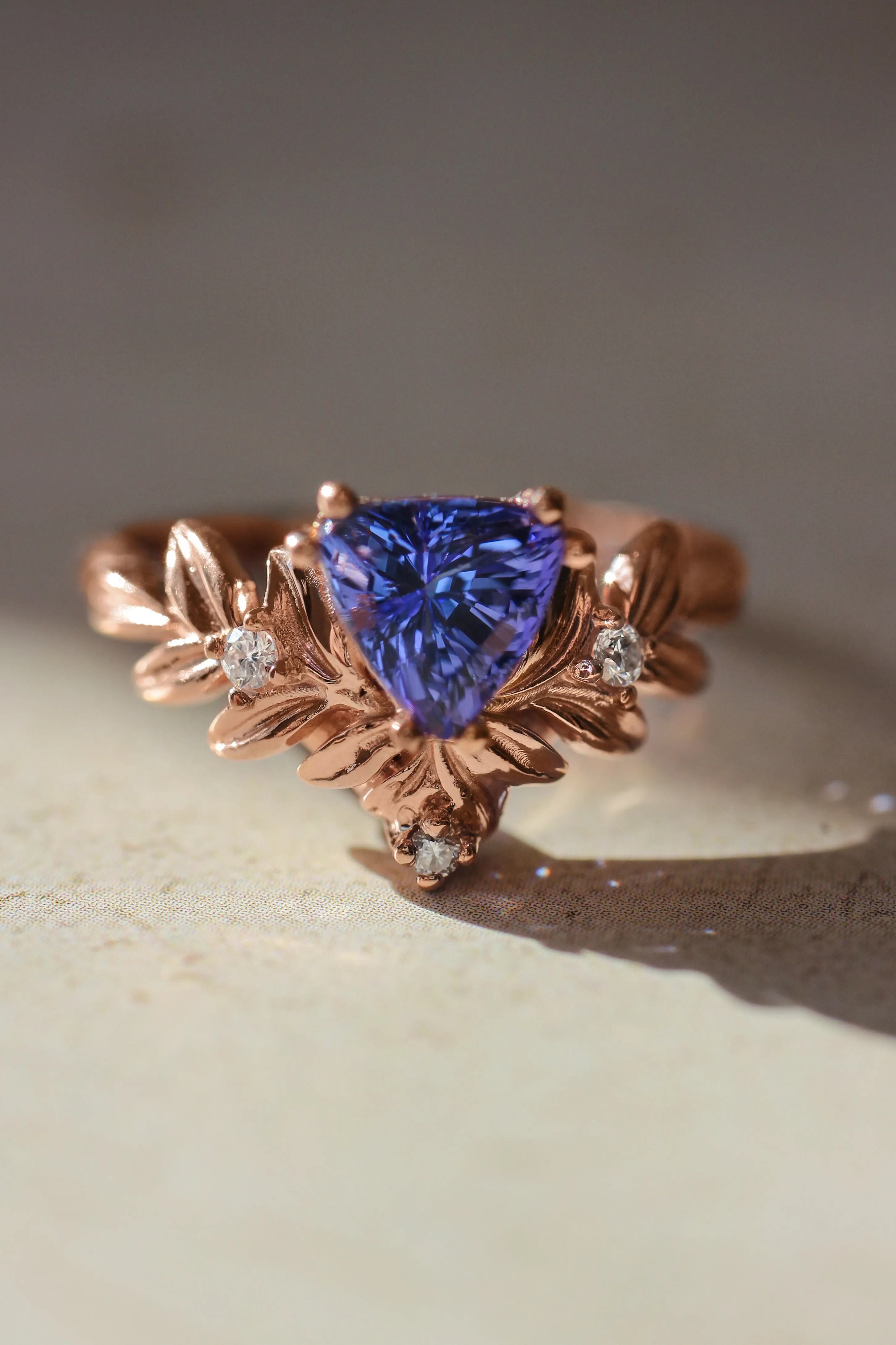 Trillion cut tanzanite engagement ring / Salvia