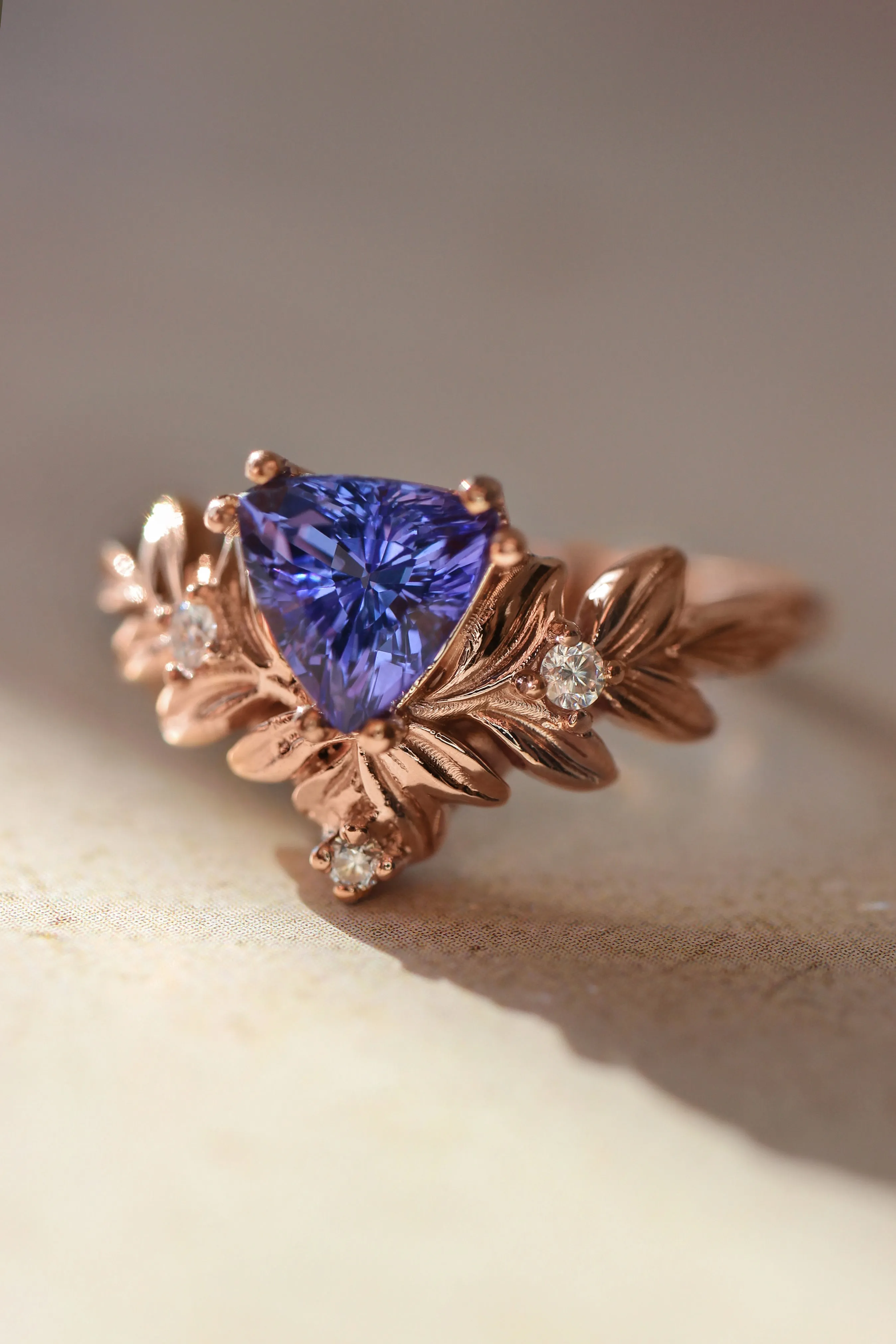 Trillion cut tanzanite engagement ring / Salvia