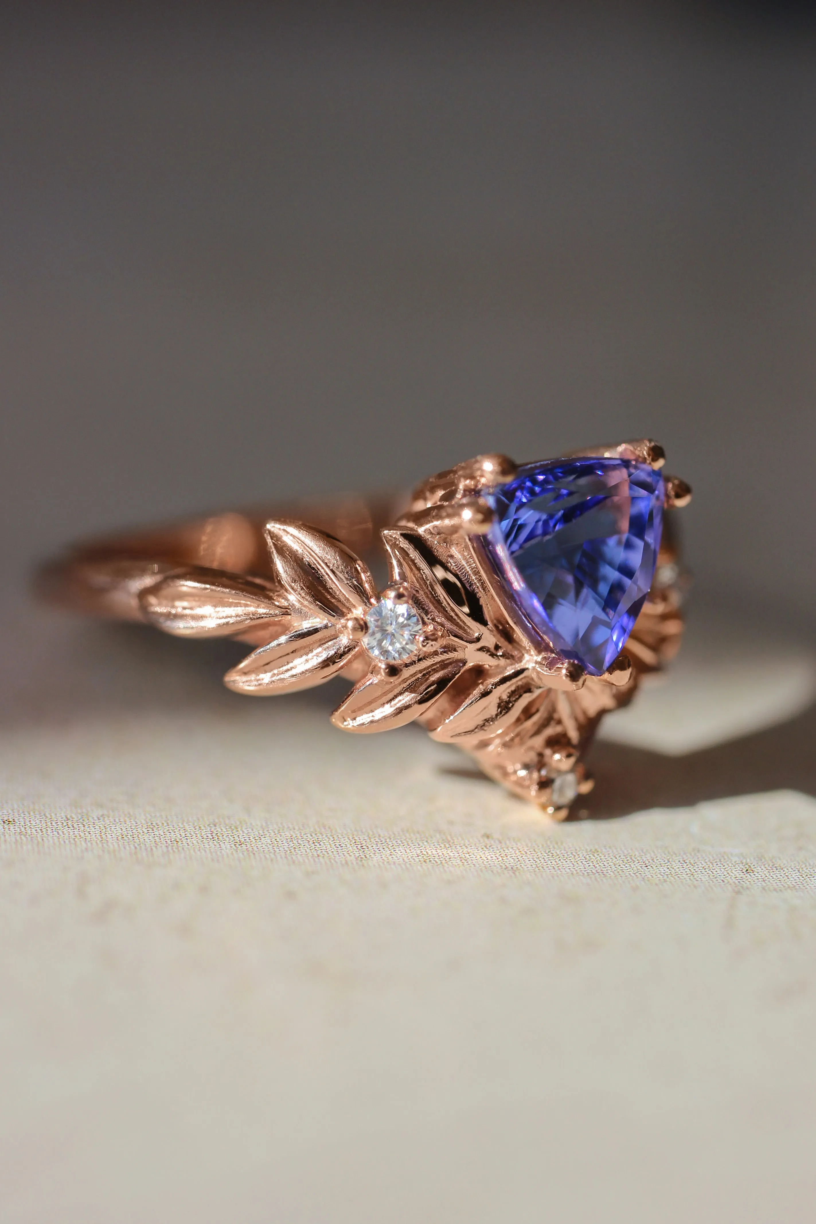 Trillion cut tanzanite engagement ring / Salvia