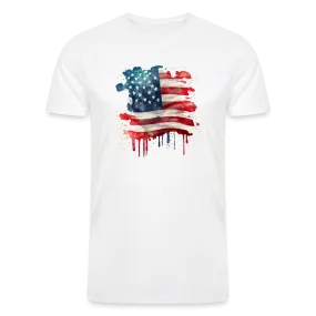 Watercolor Wonder: Men's Organic Tri-Blend Shirt with Artistic American Flag