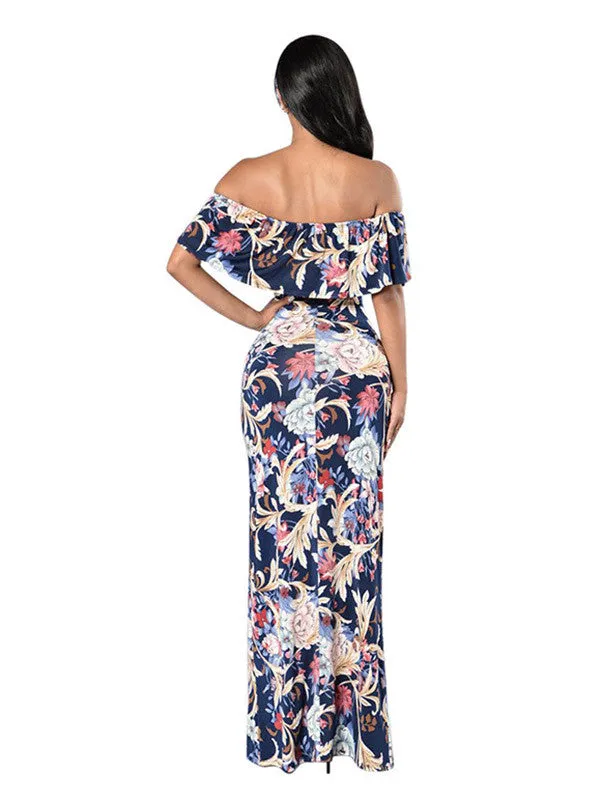 Women Off Shoulder Floral Maxi Dress